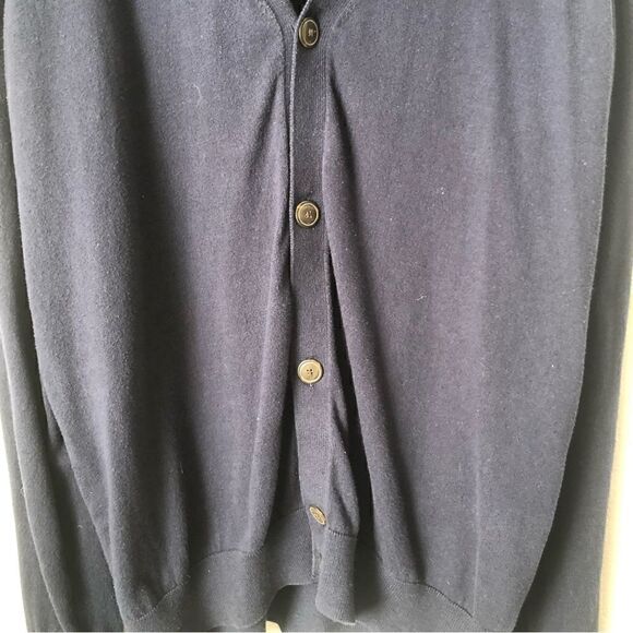 Tommy Hilfiger dark blue v-neck academia button down cardigan 100% Pima cotton - Picture 3 of 9